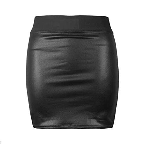 Image of VR7 New Skirt Mini Wet Look Women Metallic Shiny Short S Skater Latex Club-wear Micro Sexy Party Lingerie Leather Costume UK Size 8-26 (UK Size 3XL(24-26), Black)