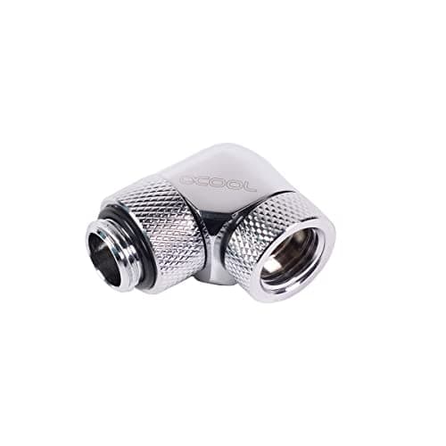 Image of Alphacool Angled Adaptor 90 Degree Revolvable G1/4 Outer Thread to G1/4 Inner Thread - Chrome