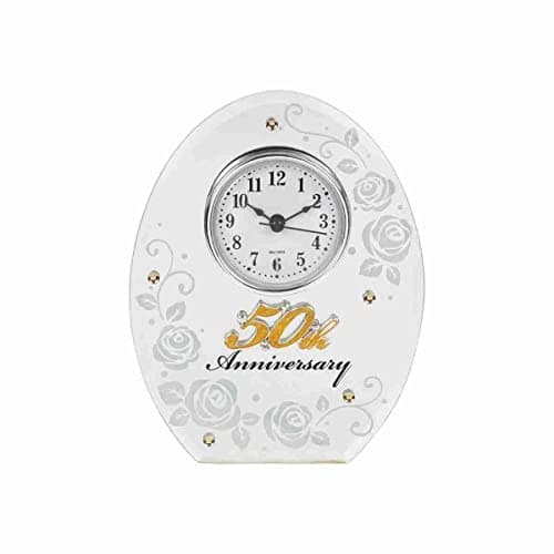 Image of Shudehill 50th Wedding Anniversary Mirror Mantel Clock, 17cm x 13cm, 17853