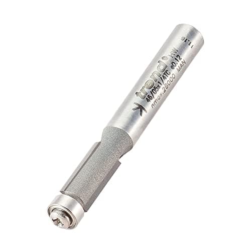 Image of Trend Professional Guided Trimmer, 1/4 Inch Shank, 6.35mm Diameter, 12.7mm Cut Length, Bearing Mounted, Tungsten Carbide Tipped, 46/05X1/4TC