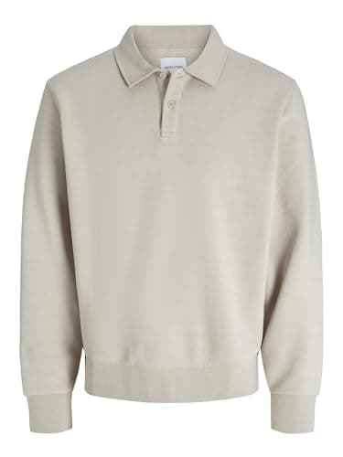 Image of JACK & JONES Mens Sweat Polo Long Sleeve Moonbeam L