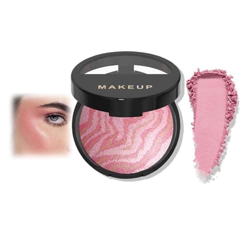 Image of Pink Pearl Glow Baked Marble Blush With Radiant Shimmer Finish - Lightweight Blendable Powder For Natural Rosy Cheeks On All Skin Tones, Long-Lasting Luminous (2#Pink Pearl Glow)