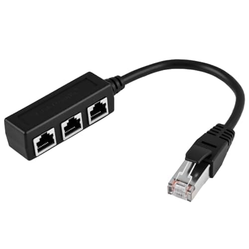 Image of RJ45 Cable Adapter Ethernet Splitter 1 Male to 3 Female, 1 to 3 LAN Network Splitter for Super Cat5 Cat5e Cat6 Cat7 Cable, Compatible with ADSL, Hub, Switch