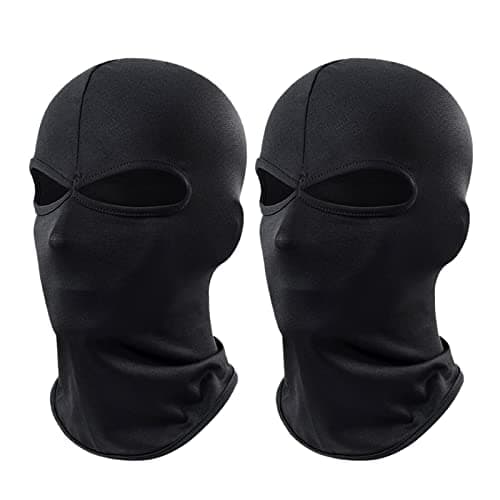 Image of MIVAIUN 2 Pcs 2 Hole Balaclava, Classic Lightweight Black Skimask Headwrap, Double Hole Breathable Full Face Ski Mask, UV Resistant Wind Resistant Breathablestant for Skiing Moto Cycling (Black)