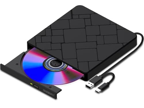 Image of External CD DVD Drive for Laptop USB 3.0 Type-C Slim Portable Player CD DVD RW Writer Reader Burner, Low Noise Optical External Disk Drive for Desktop, PC, Mac OS,Windows 11/10/8/7/XP/2003/Vista/Linux