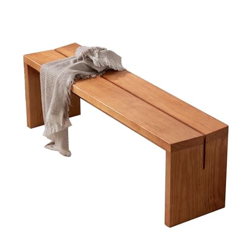 Image of JOSIAHCQ Wood Dining Table Bench Entryway Bench Seat Wooden End of Bed Bench Indoor for Bedroom Farmhous Narrow Kitchen Window Bench for Living Room Dining Room Hallway(Wood color,180cm/70.87in)