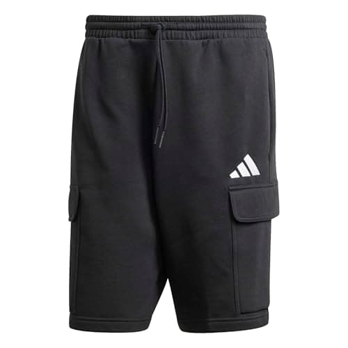 Image of adidas Men's Essentials Feelcozy Fleece Cargo Short Shorts, Black/White, XS