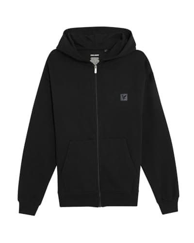 Image of Lyle & Scott Men's Loungewear Zip Through Hoodie Hooded Sweatshirt, Jet Black, S