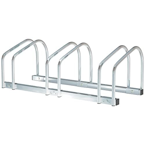 Image of HOMCOM Bike Stand Parking Rack Floor or Wall Mount Bicycle Cycle Storage Locking Stand 76L x 33W x 27H (3 Racks, Silver)