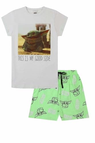 Image of Disney Womens The Mandalorian and the Child Baby Yoda Short Ladies Pyjamas (8-10) White