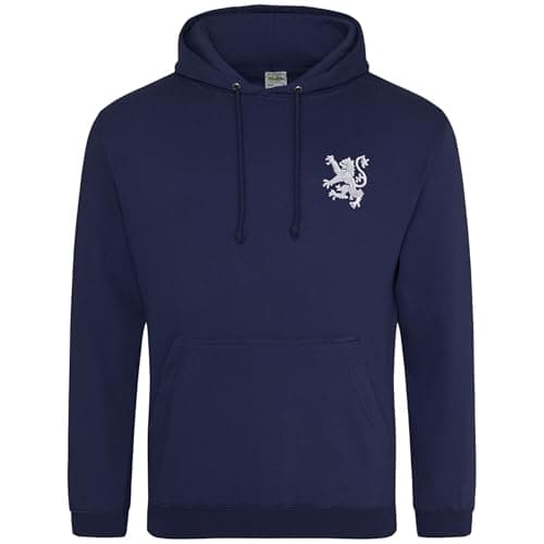Image of Purple Print House Scotland Rampant Lion Embroidered Hoodie For Men Scottish Emblem St Andrews Rugby Country Him JHooded Top, L, Navy