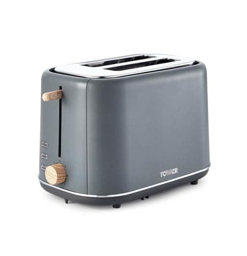 Image of Tower Scandi T20027G 2 Slice Toaster with Adjustable Browning Control, Grey
