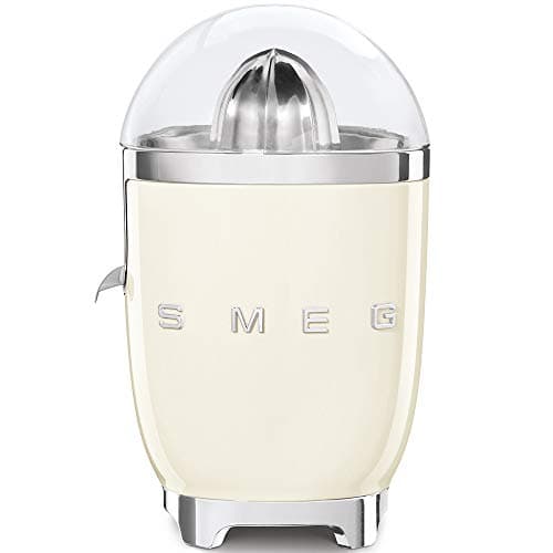 Image of Smeg Retro 50's Style Citrus Juicer with Stainless Steel Reamer and Strainer, Anti-Drip Spout, 70W, Cream, CJF11CRUK
