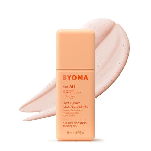 Image of BYOMA SPF 30 Face Fluid (50ml) Ultra-Lightweight Facial Sunscreen with UVA/UVB Protection - Luminous Glow, No White Cast - SPF Moisturiser Strengthens Skin Barrier