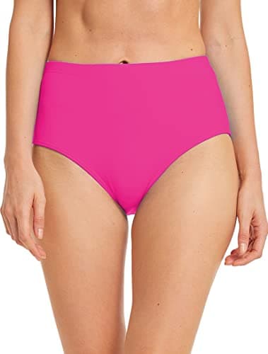 Image of Micosuza Women's Swim Bottom High Waist Retro Basic Full Coverage Bikini Tankini Swimsuit Briefs Rose