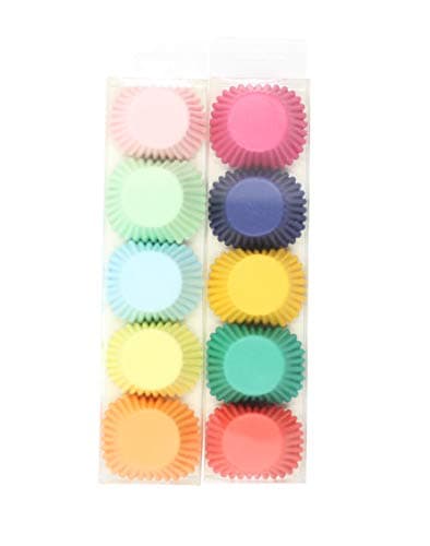 Image of Cake Factory Mini Baking Cupcake & Muffin Liners Paper Cups 200 Liner Cases for Birthday Party Wedding Home Party Themed Event Charity and Special Occasions 2X Pastel Packets