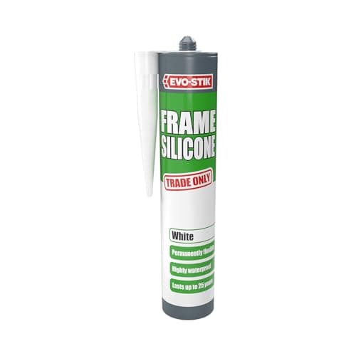 Image of EVO-STIK Frame Silicone Sealant, Ideal for Door and Window Frames, Highly Waterproof, Permanently Flexible, Lasts up to 25 Years, Colour: White, Size: 290ml