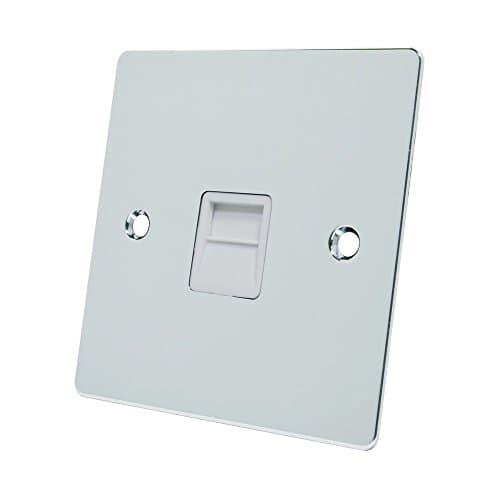 Image of Alliance Electrical FPCTELSWH White Insert Flat BT Telephone Extension Secondary Slave Socket - Polished Chrome