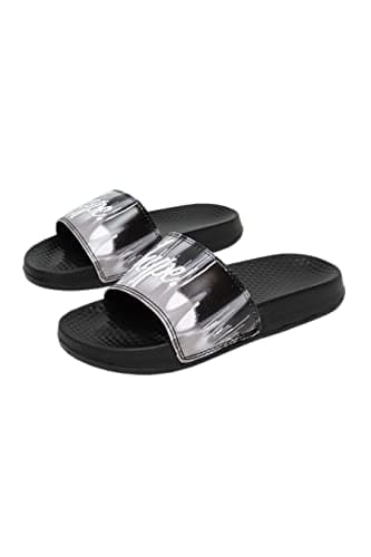Image of hype KIDS UNISEX MONO GRADIENT DRIPS MINI SCRIPT SLIDERS Size: JNR04