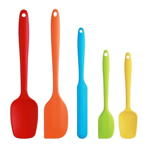 Image of Silicone Spatula, 5 PCS High Heat Resistant Non-Stick Rubber Spatulas Set, Food Grade Baking Spatulas Kitchen Utensils for Baking, Cooking and Mixing