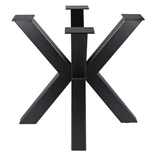 Image of Homtone 2PCS Heavy Duty Spider Table Legs, Industrial Rustic DIY Cross Metal legs for Round Coffee Dining Tables, Outdoor & Indoor, Black (H40 x W45cm)