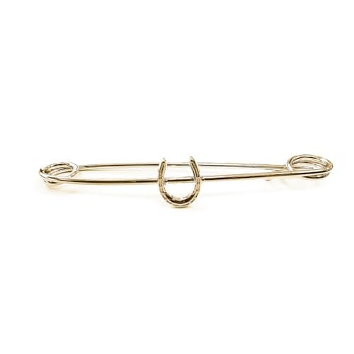 Image of Equetech Traditional Horseshoe Stock Pin – Gold Equestrian Riding Tie Pin