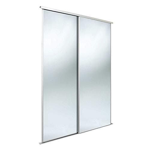 Image of SPACEPRO Heritage Sliding Door Wardrobe with White Frame Mirror(BSEN12600), Modern 2 Door Wardrobe with Full Length Mirrored Sliding Doors for Bedroom - Ideal for H2260mm x W1499mm Opening