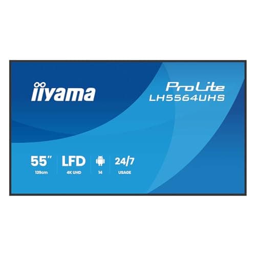 Image of iiyama Prolite LH5564UHS-B1AG 138.7 cm 55 Inch Digital Signage Display VA LED Panel 4K UHD HDMI USB-C USB 2.0 RS-232c RJ45 Android 14 OS iiSignage² WiFi Media Player 24/7 AntiGlare Black