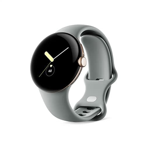 Image of Google Pixel Watch – Android smartwatch with activity tracking – Heart rate tracking watch – Champagne Gold Stainless Steel case with Hazel Active band, WIFI/BT