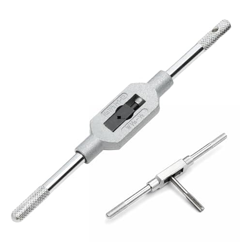 Image of Tap Wrench, Adjustable Tap Wrench Handle, Silver Thread Taps Holder Reamer for Metric M1-12, Zinc Alloy Hand Tapping Tool for Machinist Repair, DIY Threading, and Professional Metalworking Projects