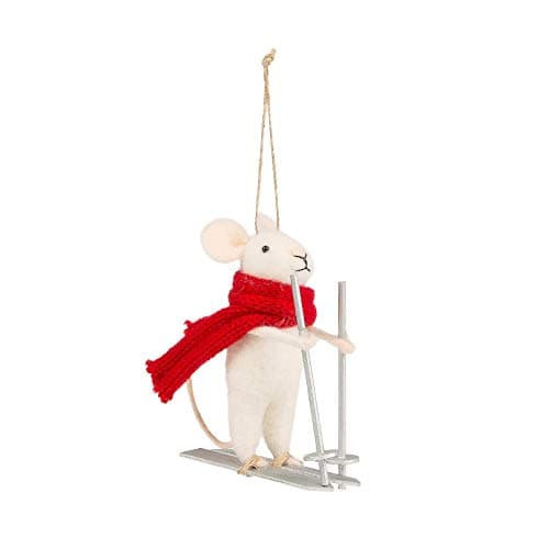 Image of Sass & Belle Skiing Mouse Felt Decoration