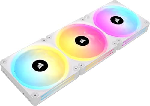 Image of Corsair iCUE LINK QX120 RGB 120mm Magnetic Dome RGB Fans - Triple Fan Starter Kit with iCUE LINK System Hub - White