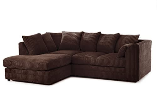 Image of CHICAGO JUMBO CORD CORNER SOFA 5 COLOURS - LEFT/RIGHT HAND (Chocolate Brown, Left Hand Corner Sofa)