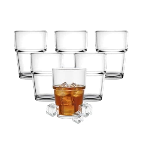 Image of HOMESHOPA Stackable Drinking Glass, 6 Pack 170ml Crystal Clear Small Tumbler, Drinking Glasses for Water, Beverages & Cocktails, Transparent Glassware for Home, Kitchen & Parties, Dishwasher Safe