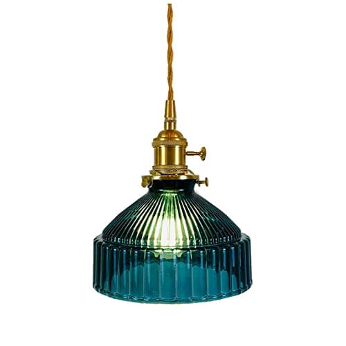 Image of LEGZIT Japanese Style Brass Glass Pendant Light In Green Finish Nordic Restaurant Vintage Pendant Lighting Retro Lamp Fixtures For Kitchen Living Dining Room Bar Area