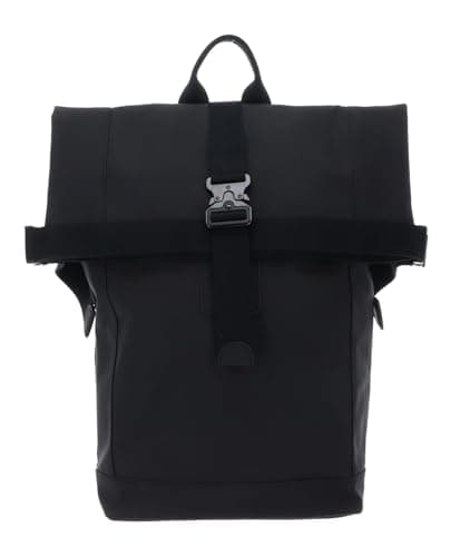 Image of Ted Baker leisure backpack laptop backpack with laptop compartment Rivers Rubberised PU Roll Top Backpack Black