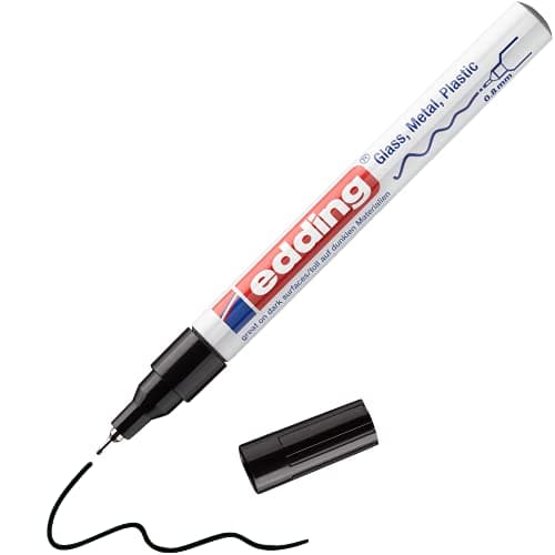 Image of edding 780 gloss paint marker - black - pack of 1 paint marker - extra-fine round tip 0.8 mm - paint pen for glass, pebbles, wood, plastic, paper - waterproof, high coverage