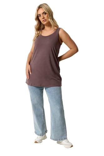 Image of Yours Curve Brown Basic Vest Top - Women's - Plus Size Curve