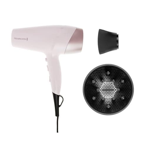 Image of Remington Hair Dryer [Almond Oil Micro-Conditioners + Ionic Conditioning] Almond Allure Series (25% Faster Drying, Diffuser & Concentrator, 6 Heat/Speed Settings, Ceramic Coating) D4807