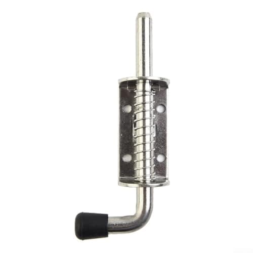 Image of Heavy Duty Spring Loaded Latch, 128mm Zinc Coated Steel Gate Bolt with Ergonomic Rubber Handle, Weather Resistant Locking Mechanism for Garden Shed Door