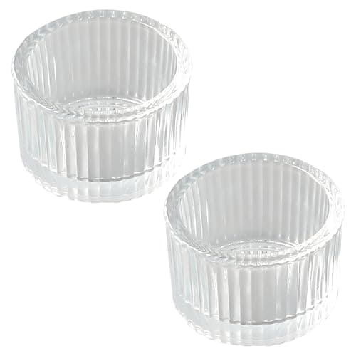Image of Qwrqwr Glass Tea Light Candle Holders Decorative Votive Set of 2 Clear Table Centerpiece for Home Wedding Party Decoration (Clear)