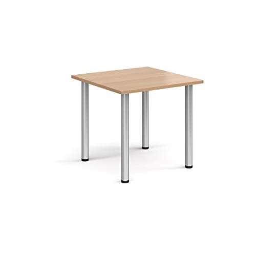 Image of Mr Office Rectangular radial leg meeting table - silver legs, Beech, 800