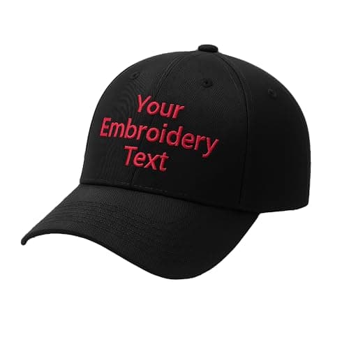 Image of Personalised Baseball Caps for Men,Women,Adult,Boys,Girls with Text/Name,Custom Embroidered Baseball Hats,Adjustable Sun Cap with Metal Buckle Novelty Gifts Black