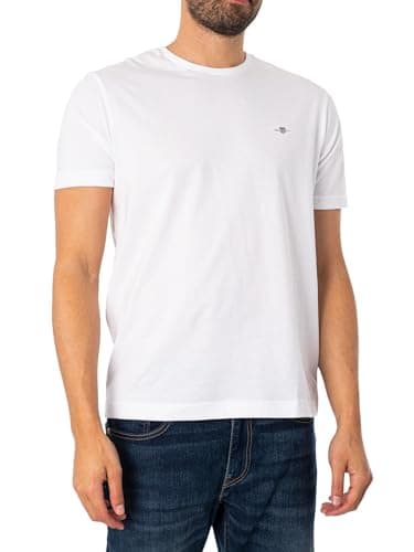Image of GANT Mens Shield Short Sleeve T-Shirt - White 110 - XL