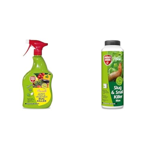 Image of Provanto Ultimate Fruit and Vegetable Bug Killer, 1L - Fast Acting Bug Spray - 2 Weeks Protection & PROTECT GARDEN Slug & Snail Killer Max, 800G - Powerful Slug Killer Pellets