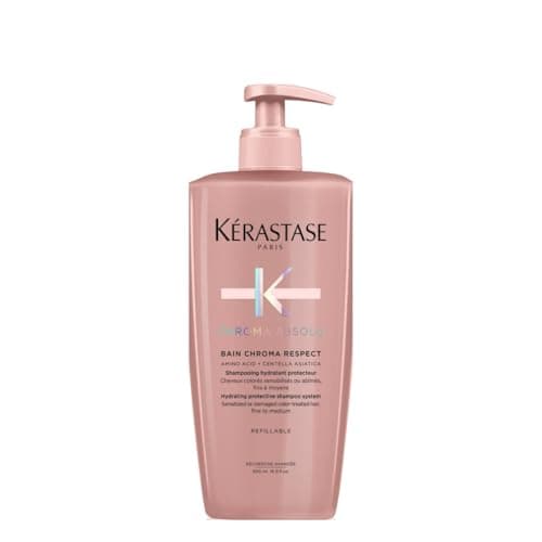 Image of Kérastase Chroma Absolu, Hydrating and Protective Shampoo, Sensitised or Damaged Color-Treated Hair, Fine To Medium, With Glycerin, Amino Acid and Hyaluronic Acid, Bain Chroma Respect, 500ml