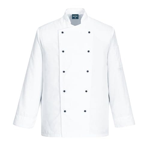 Image of Portwest Somerset Chefs Jacket L/S, Size: L, Colour: White, C834WHRL
