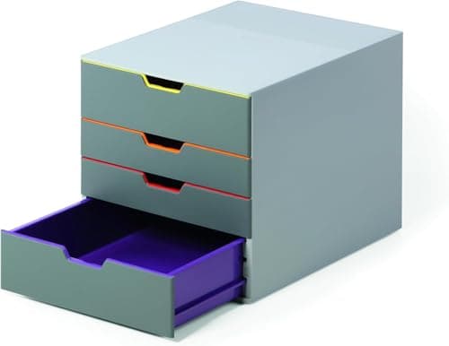 Image of Durable VARICOLOR® 4 Drawer Unit - Desktop Drawer Set with 4 Colour Coded Draws - Perfect for Storing Documents and Paper Work