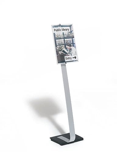 Image of Durable Crystal Sign A3 | Floor Standing Information Sign | 1.25m in Height | Silver | Ideal for Offices, Conferences, Exhibitions, etc.