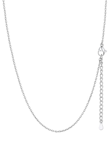 Image of Suplight Silver Necklaces for Women Stainless Steel Cable Chains 18 Inch 1.4mm Thin Rolo Link Necklace Metal Chain Hypoallergenic Waterproof Women's Jewellery Gift for Daughter